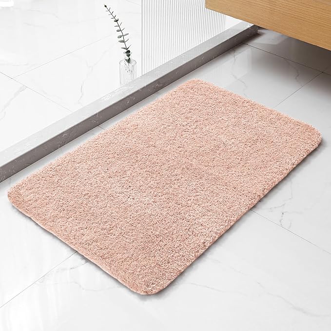 Dusty Pink Bathroom Rugs 20"x32" - Soft Plush Bath Mat, Non Slip Absorbent Microfiber Bathroom Rug, Machine Washable Floor Mat - Perfect for Vanity, Sink or Bathtub Area