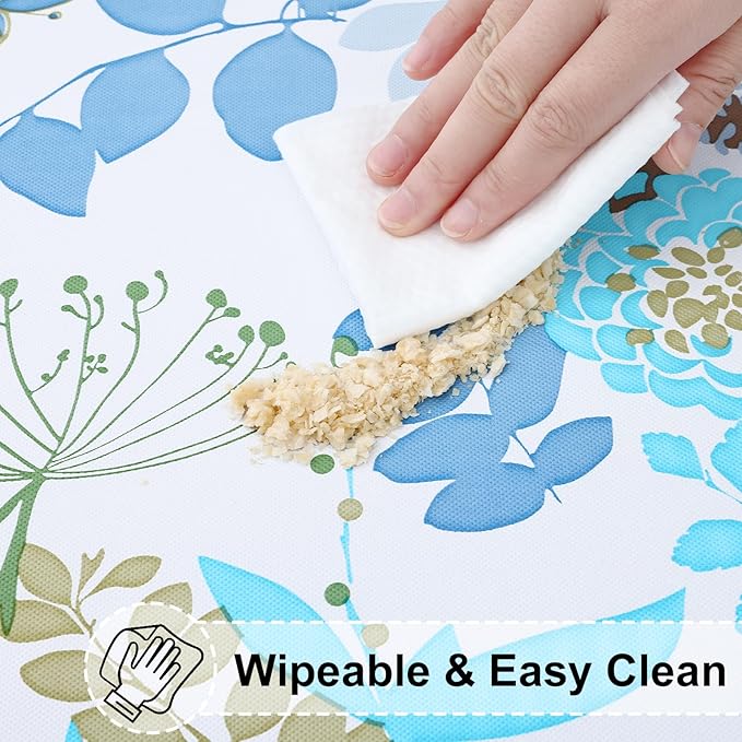 misaya Rectangle Vinyl Tablecloth, Fitted Table Cover, 100% Waterproof, Elastic Edge, Flannel Backing, Table Cloth Fit 6 Foot Folding Tables for Picnic, Outdoor (Leaves, 30x72 inch)