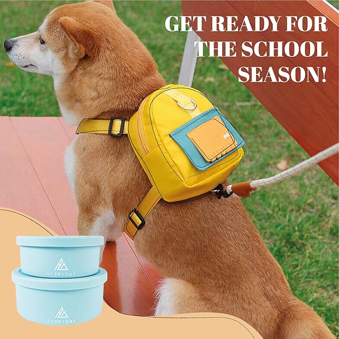 AVERYDAY 50 Oz Travel Dog Bowls with Lids, 2-in-1 Portable Pet Bowls for Food and Water, Leakproof Travel Dog Food & Water Bowl for Outdoor, Camping, Travel Dog Feeding Bowl, Daycare Pet Bowls