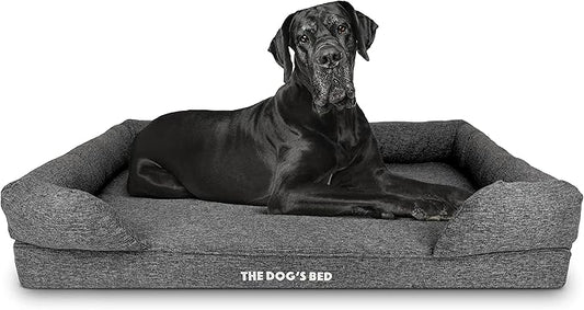 The Dog’s Bed, XXL Grey Fur Memory Foam, Pain Relief: Arthritis, Hip & Elbow Dysplasia, Post Surgery, Lameness, Supportive, Calming, Waterproof, Washable Cover