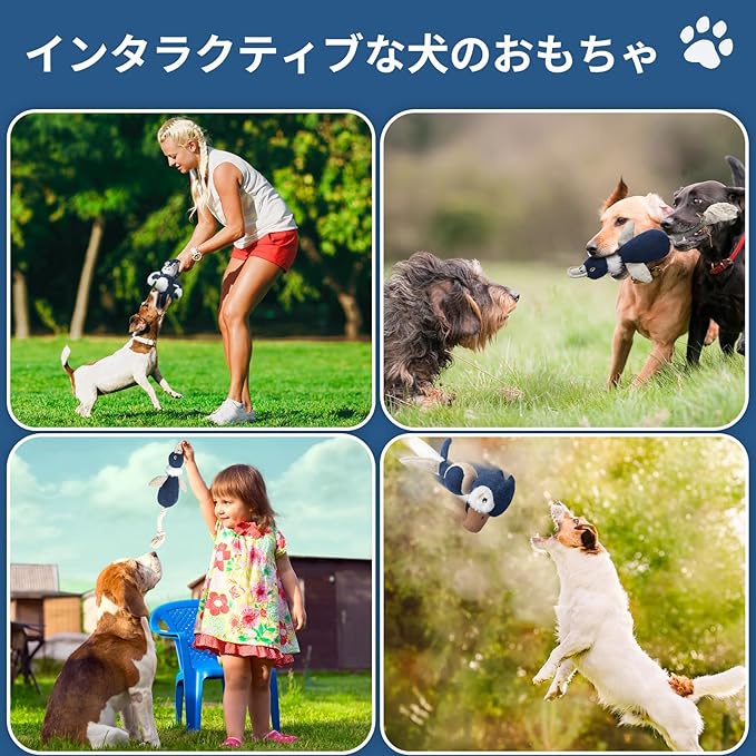 Durable Squeaky Dog Toy Set with Tug Rope | 3-Pack Interactive Plush Toys for Small to Extra Small Dogs | Animal Shapes – Lion, Parrot & Duck | Chew, Play, and Tug of War | Pet Toy Set