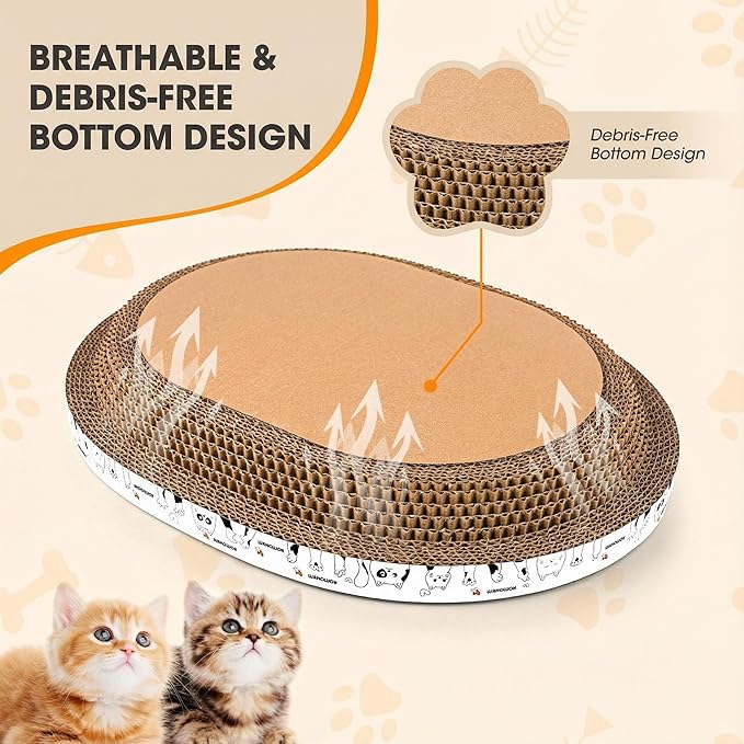 3 Pack Extra Large Cardboard cat Scratcher, Oval cat Scratcher Pad Scratching Board Bed Durable, Bowl-Shaped Cat Scratch Couch Lounger Sofa for Indoor Cats Grinding Claw Furniture Protector.
