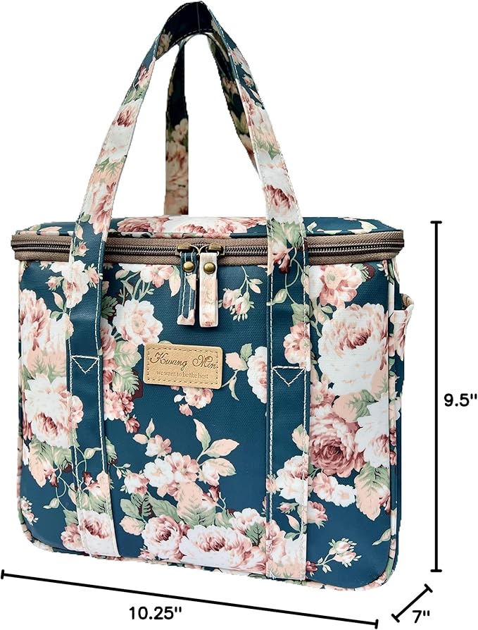 Kwang Min Insulated Insulated Cooler Bag,Reusable Large Lunch Bag for Women, Great for Outdoors,Camping,Party,Premium Quality,Adjustable Strap,Foldable