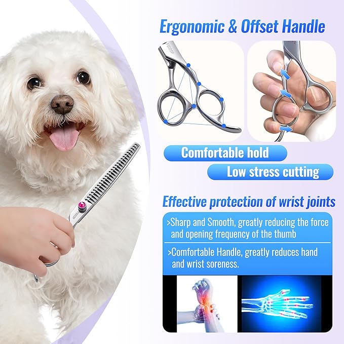 Chunkers Dog Grooming Scissors 8 in Professional Thinning Shears for Dogs Pet Grooming Scissors Chunkers Shears Dog Grooming Japan 440C 70% Thinning Rate 24 Teeth(8'',Chunkers)