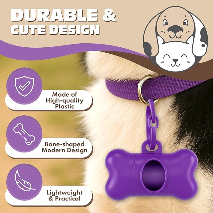 Biodegradeable Dog Poop Bags Rolls with Dispenser & Holder – Scented, Leak-Proof & Eco-Friendly Cornstarch Waste Bags for Dogs & Cats, Strong & Easy to Use, Includes Poop Bag Clip