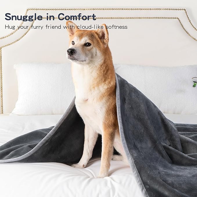 CAPT.SNOOZE Water Proof Blanket 50x60 Inches - Reversible Flannel Blanket for Bed, Sofa,Couch- Spillproof, Leakproof Soft Double-Sided Dark Grey Throw Blanket for Adults, Pets, Couples