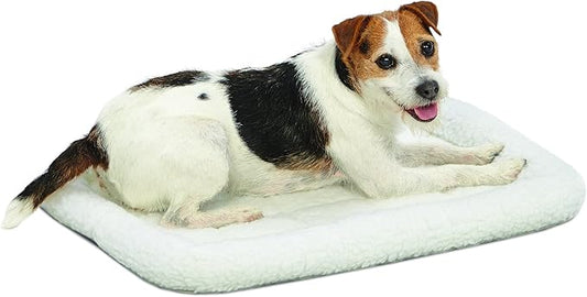 MidWest Homes for Pets QuietTime Dog Bed – White Fleece Bolster, Ultra-Soft and Machine Washable, Fits 24-Inch Crates and Carriers, for Small Breed Dogs