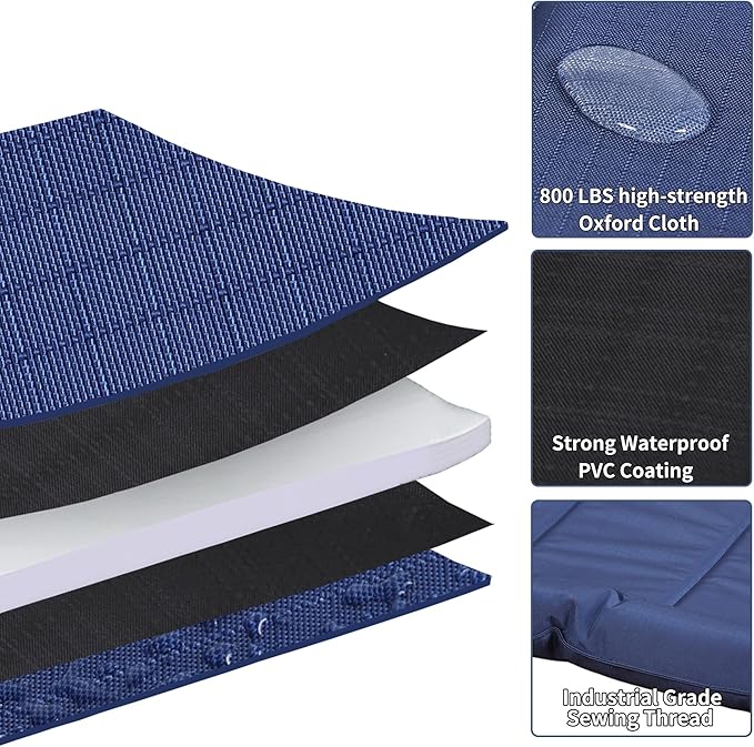 Durable Outdoor Dog Bed with Pillow Around Curling Sleep Fully Waterproof Indoor Cat Bed Crate Mat Stable Kennel Pad, for Pets (Blue, Small(23x18in))