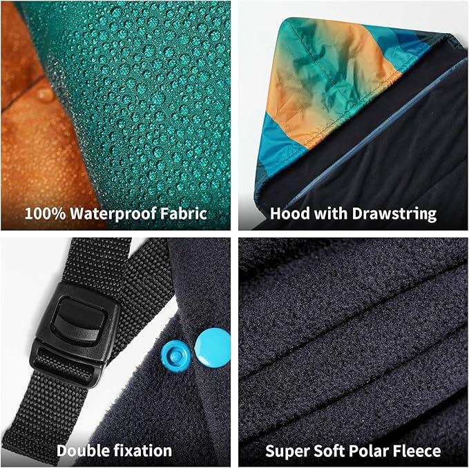 Hooded Stadium Blanket, Waterproof Fleece Wearable Camping Blanket