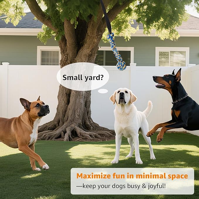 LOOBANI Outdoor Bungee Tug Toy, Dog Toy Hanging from Tree for Small to Large Dogs, Interactive Exercise Play Cord & Tether with Chew Rope Toy (Tree Stump Tug of War-Black)