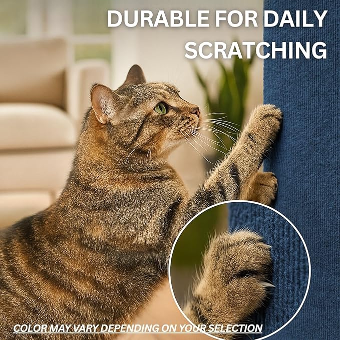 Cat Scratch Mat (Grey, 10-Pack), 23.6’’ x 11.8’’ Wall Corner Scratcher, Versatile Self-Adhesive Replacement Easy Use for Cat Trees, Wall Furniture, Scratching Posts, and Couch Protection