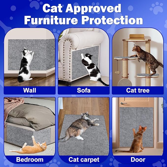 ENONCI Anit Cat Scratch Couch Furniture Protector,196.8x15.8 Cat Wall Corner Scratcher Pads Mat,DIY Climbing Scratching Carpet Post Replacement