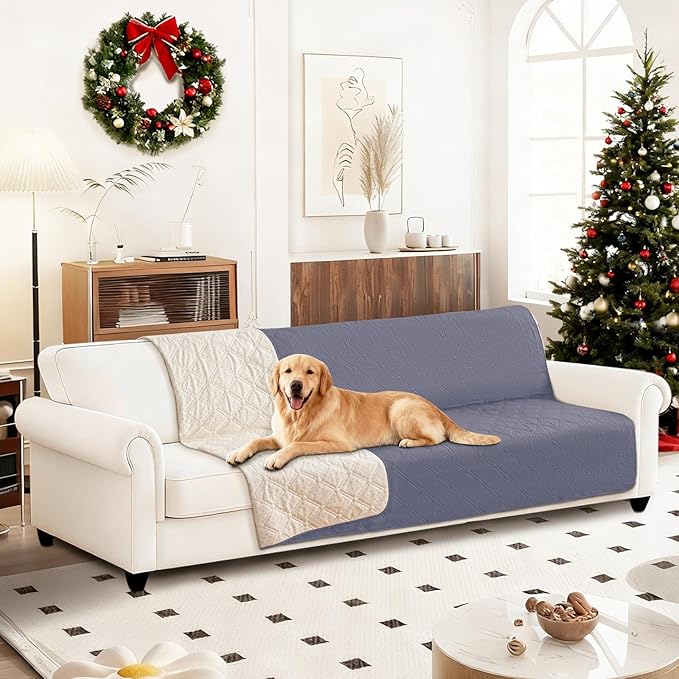 CYCMACO Waterproof Dog Bed Cover, Non-Slip Dog Blanket for Couch, Couch Covers for Dogs Washable, Pet Blanket for Furniture, Pet Bed Mat for Sofa, Car, Pet Supplies (68x82 Inch, Grey Blue)