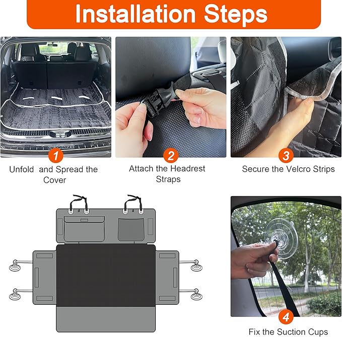 SUV Cargo Liner for Dogs, Waterproof Dog Trunk Cover with Bumper Flap Protector, Pet Cargo Mat for SUVs Sedans Vans, Non-Slip Scratchproof Dog Seat Cover, Large Size Universal Fit