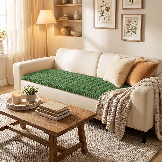 Smiry Couch Cover for Dogs, Non Slip Washable Sofa Protector for Pets, Soft Furniture Cover for Pet, Stylish Sofa Covers, Cozy Protect Against Fur, Dirt & Everyday Messes (Olive Green, 35.4" x 70.9")