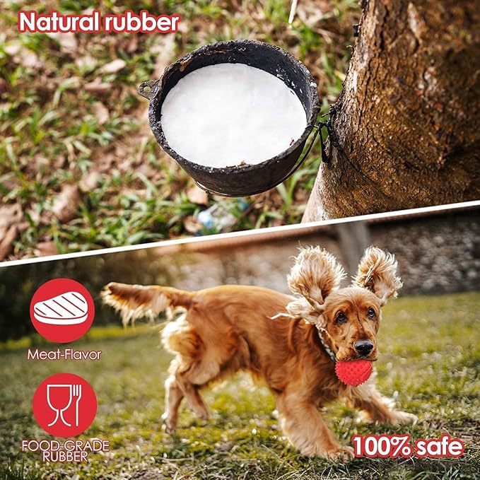 petizer 3" Squeaky Dog Balls for Aggressive Chewers, Durable Interactive Spiky Ball for Teething, Indestructible Rubber Dog Chew Toys, Tough Pet Toys for Small, Medium & Large Breeds