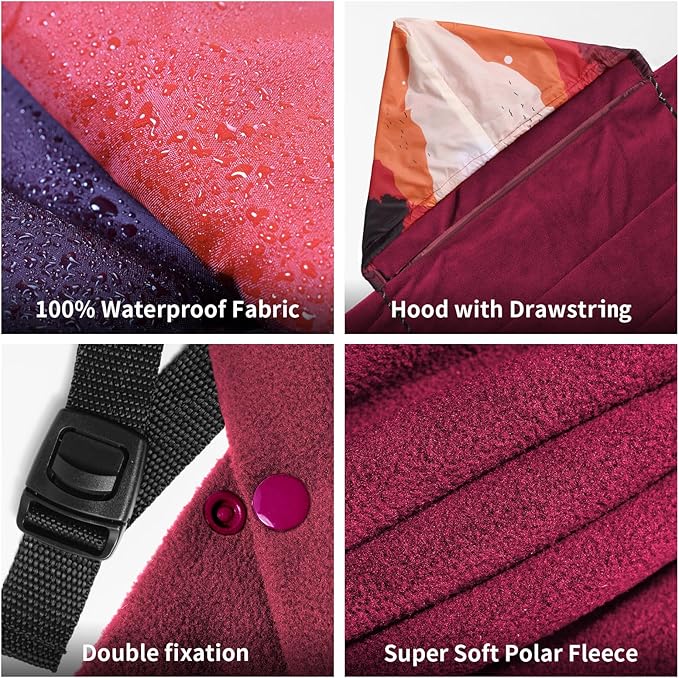 Hooded Stadium Blanket, Waterproof Fleece Wearable Camping Blanket