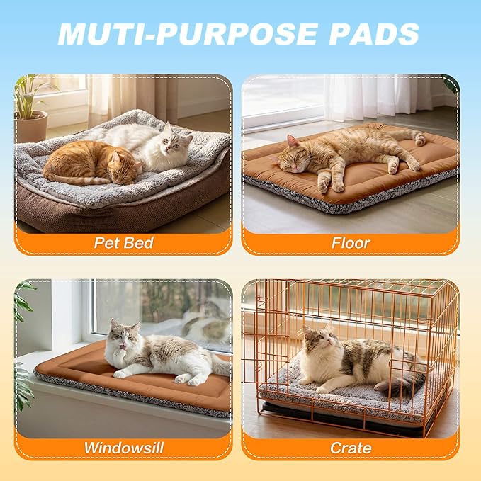 Dog Cooling Mat, Self Warming Cat Bed, Reversible Warm & Cooling Cat Bed, Winter Warm Cat Pad & Summer Cooling Cat Mat for Kittens & Small Dogs, Perfect for Crates, Beds & Sofas, Dark Brown, 18" x 24"