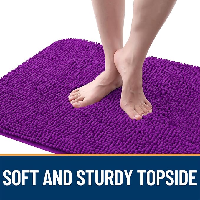 OLANLY Dog Door Mat for Muddy Paws 54x32, Absorbs Moisture and Dirt, Absorbent Non-Slip Washable Doormat, Quick Dry Chenille Mud Mat for Dogs, Entry Indoor Entryway Carpet for Inside Floor, Purple