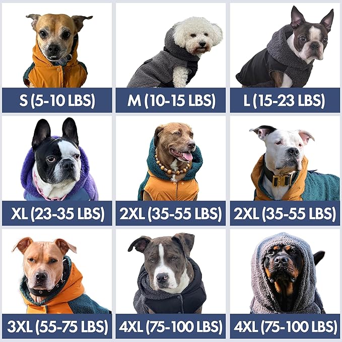 Spark Paws Reversible Dog Sweater, Sherpa Jacket Vest with Warm Fleece Lining, Warm Coat for Winter, Suitable for Small Medium, Large, XL XXL Dogs - Purple and Navy Blue - 2XL
