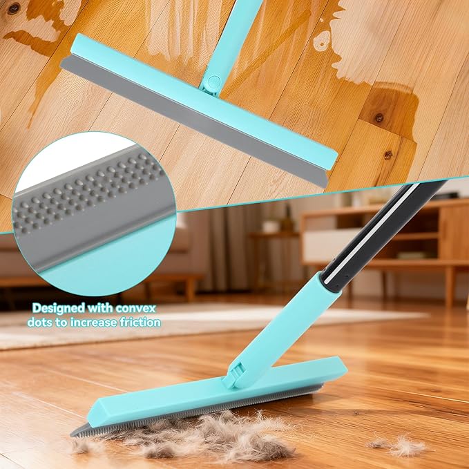 Michao Rubber Broom for Carpet Pet Hair Remover,with Multifunction Magic Broom,air Broom,for pet Removal Fluff Carpet, Hardwood Floor, Cleans Glass, Fine Dust, Hair, Liquid (Black)