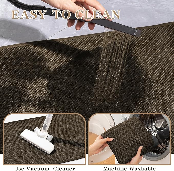 chakme Bathroom Rugs Mat 36x24, Ultra Thin Non Slip Bath Mat Large Quick Dry Absorbent Bath Mat for Bathroom Floor, (Brown, 36"x24")