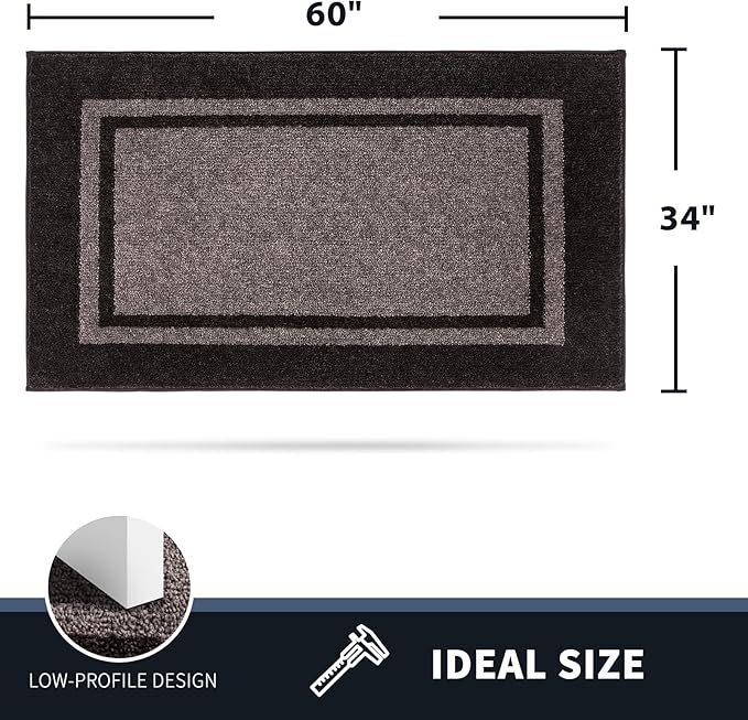 PURRUGS Dirt Trapping Door Mat 34" x 60", Non-Slip Machine Washable Entryway Rug, Entrance Mat, Indoor Front Door Mat, Super Absorbent Entry Rug for Muddy Shoes & Paws, Grayish Brown & Coffee