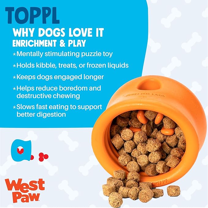 West Paw Zogoflex Toppl Interactive Treat Dispensing Puzzle Dog Toy for Mental Stimulation & Enrichment-Holds Kibble & Treats-Lickable, Freezable & Dishwasher Safe-Made in USA-Large-Granny Smith Green
