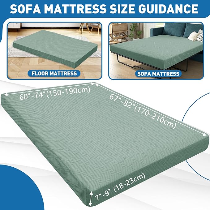 ZNSAYOTX Stretch Fit Futon Cover (67"-82") Armless Futon Sofa Bed Slipcover with Elastic Band, Universal Foldable Sofa Mattress Protector Full Queen Size, Washable Comfort Jacquard (Pea Green)