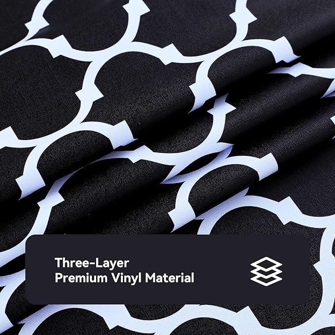 Romanstile Rectangle Plastic Tablecloth, 100% Waterproof Oil-Proof Checkered PVC Table Cloth, Heavy Duty Vinyl Table Cover for Dining, Camping, Picnic, Outdoor - 54 x 108 Inch, Moroco Black
