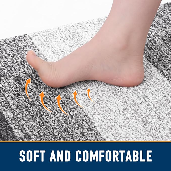 Smiry Dog Door Mat for Muddy Paws, Absorbs Moisture and Dirt, Low-Profile Entryway Mat with Non-Slip Backing, Entry Indoor Outdoor Doormat for Inside Floor (30x20 Inches, Grey, Striped)