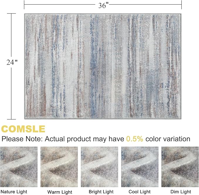 COMSLE Door Mat, Front Door Rug Indoor for Entrance Faux Wool Absorbent Non Slip Modern Throw Rug for Entryway Hallway Muddy Paws - Pet Friendly, 24x36 Inches, Gray Brown Machine Washable