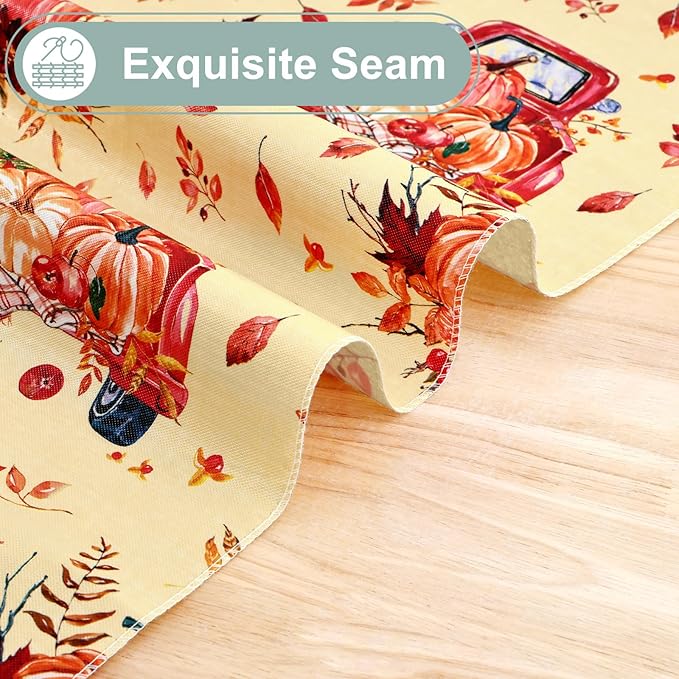 misaya Rectangle Waterproof Vinyl Table Cloth, Wipeable Tablecloth with Flannel Backing, Plastic Table Cover for Fall, Thanksgiving (Pumpkin Truck, 60" x 84")