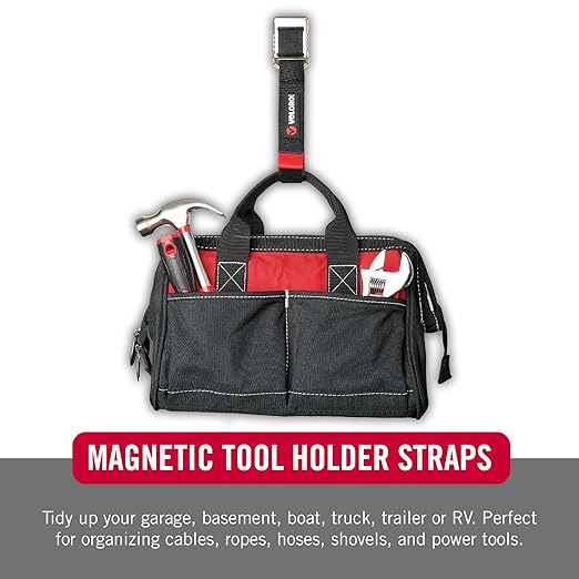 VELCRO Brand Heavy Duty Magnetic Storage Strap, Magnetic Hooks with Straps, Holds 15lbs, These Small Gifts for Men Simplify Storage on Any Metal Surface and Organize Tools and Cords Instantly