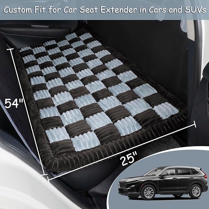 Dog Bed for Car Back Seat, Non-Slip Backseat Dog Car Bed Mat, Soft Furry Travel Pet Mat, Washable Blanket Custom Fit for Backseat Extenders and Hammock Seat Covers(54"×25" Gray)