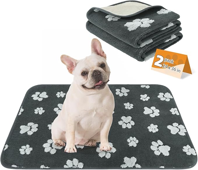 KOOLTAIL Washable Pee Pads for Dogs, 2 Pack Super Absorbent & Ultra Soft Warm Plush Puppy Potty Training Pads, Quick Dry & Leakproof Reusable Pet Mats Whelping Pad for Floor,Crate,Couch,24x36in