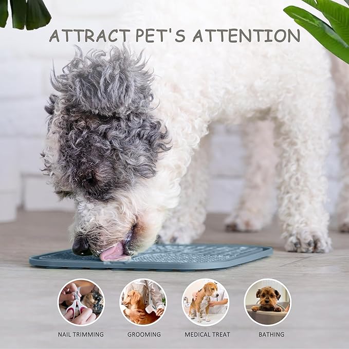 2 Pack Lick Mat for Dogs,Cats,Upgraded 8.5×8.5 inches Licking Mats with Suction Cups,Slow Feeder Licking Pad for Anxiety Relief and Boredom Reducer,Suitable for Dog Training Set 5