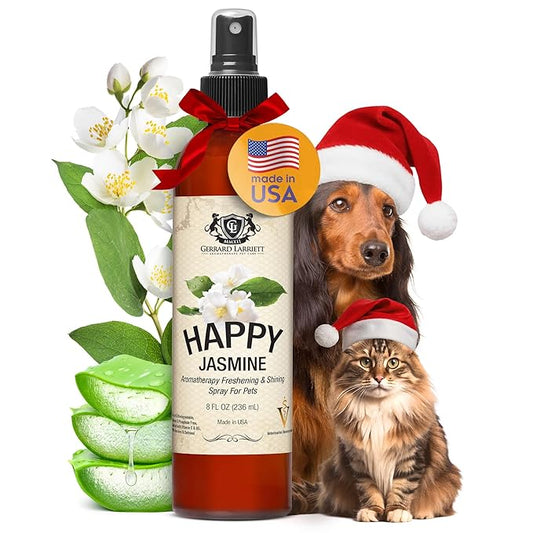 Dog Perfume Spray Long Lasting Happy Jasmine 8 Fl Oz - Dog Calming Spray Scent Mist for Shining Fur, Puppy Cologne, Doggie Deodorant Fragrance Mist Pet Perfume for All Breeds by Gerrard Larriett