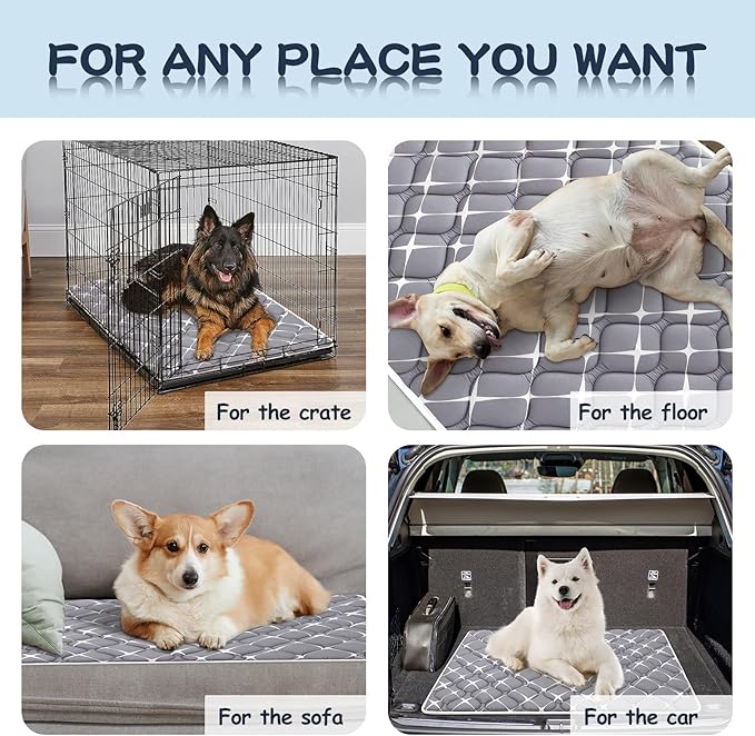 Bubble bear Dog Crate Mat - Ultra Soft, Washable & Anti-Slip Kennel Pad for Small/Medium/Large Dogs, Dark-Hued to Hide Stains (36"x23")