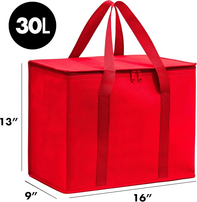 Carrywell Insulated Reusable Grocery Bags 2-Pack, Catering and Delivery Bag For Hot and Cold Food, Collapsible Thermal Tote For Doordash, Not-Made In China