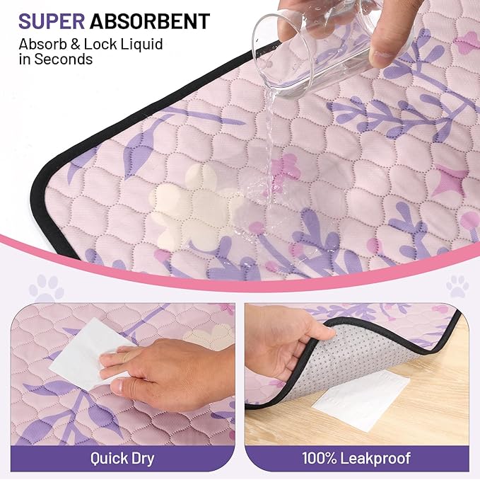 Washable Dog Pee Pads - Absorbent Reusable Puppy Training Pads, Waterproof Leak - Proof & Non - Slip for Crate Whelping Potty Training 24x48 (Pack of 2)
