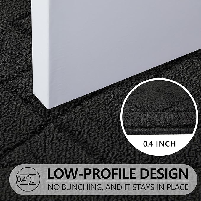 REFETONE Indoor Doormat, Front Back Door Mat 32"x40" Rubber Backing Non Slip Mats, Absorbent Washable Entrance Doormat for Entryway, Resist Dirt Low-Profile Inside Floor Mat for Muddy Shoes, Black