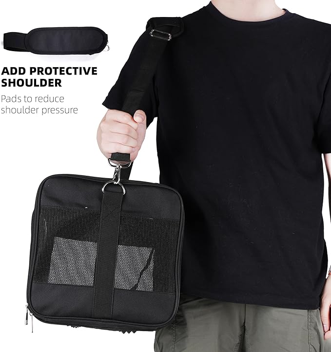 ROYPET Cat Carrier,Portable Pet Carrier Bag for Cats and Small Dogs,Foldable Soft-Sided and Scratch-Proof mesh Cat Bag Pet Carriers,Airline Approved Pet Carrier,Pet Travel Carrier Up to 15 Lbs,Black