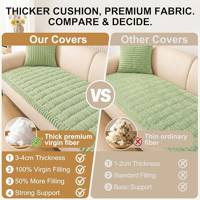 Smiry Couch Cover for Dogs, Non Slip Washable Sofa Protector for Pets, Soft Furniture Cover for Pet, Stylish Sofa Covers, Cozy Protect Against Fur, Dirt & Everyday Messes (Green, 27.6" x 27.6")