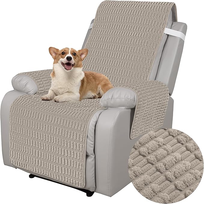 Foxdecor Recliner Chair Covers, Recliner Cover Non-Slip Chair Covers, Washable Recliner Couch Cover Furniture Protector, Covers for Recliner Chair with Elastic Straps. (Brown, 23" W)