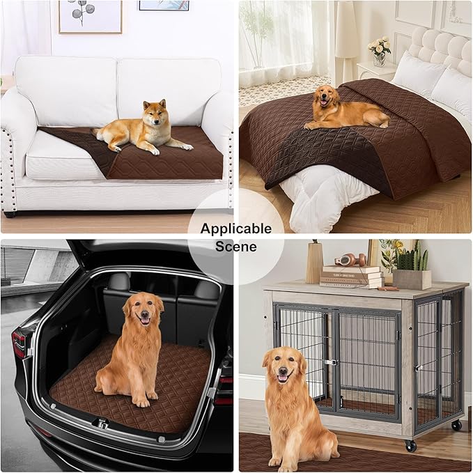 Smiry Reversible Waterproof Couch Covers for Sofa, Washable Dogs Pet Couch Covers for 3 Cushion Sofa Pet Friendly, Water Resistant Furniture Protector Slipcover, Geometric (30"x53", Brown/Chocolate)