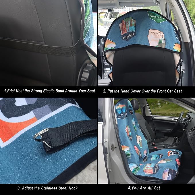 Car Seat Cover Protector Front Seats,for Gym Workout,Running,Swimming,Beach and Hiking,Waterproof Sweat Towel Bucket Seat Covers for Cars SUV Trucks (National Parks, 1Pcs)