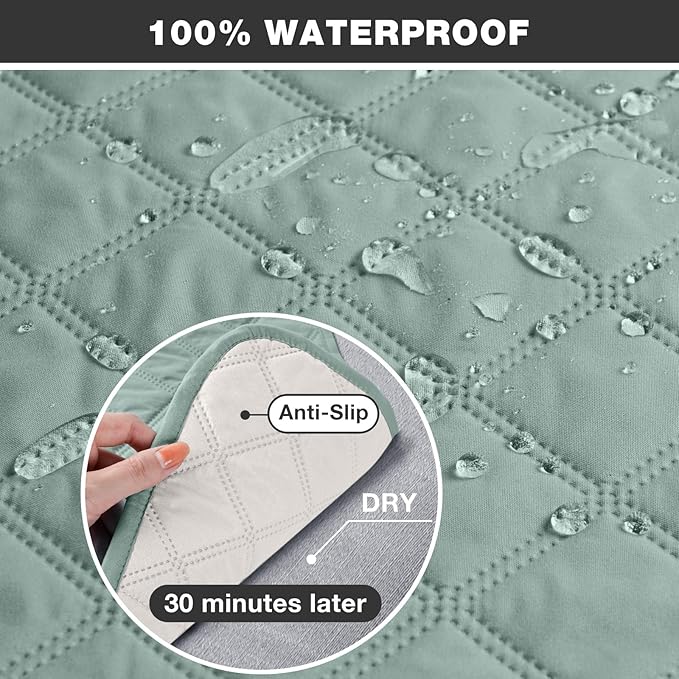 TAOCOCO Non-Slip Recliner Chair Cover Sofa Slipcover, Pet Cover for Large Recliner with Elastic Straps, Washable Chair Seat Cover Recliner Chair Furniture Protector (28'' Oversized, Mint)