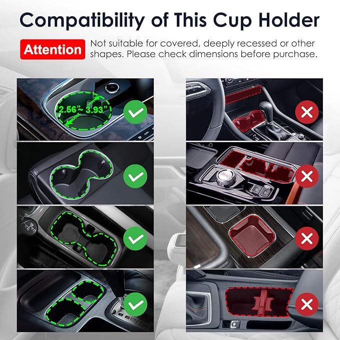 Cup Holder Expander, Cup Holder Expander for Car, Adjustable Cupholder for 2.6"- 4.8" Yeti, Hydro Flask, Nalgene, Takeya, Camelbak, Ramblers, Owala, Tumblers, Mugs, Bottles, with Sunglass Holder