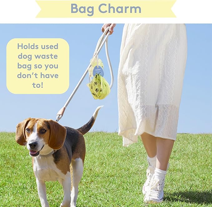 Dog Poop Bag Holder Charm for Hands-Free Carry of Used Poop Bag, Durable Eco-Friendly Silicone Dog Walking Accessory with Carabiner Clip-Blush Pink